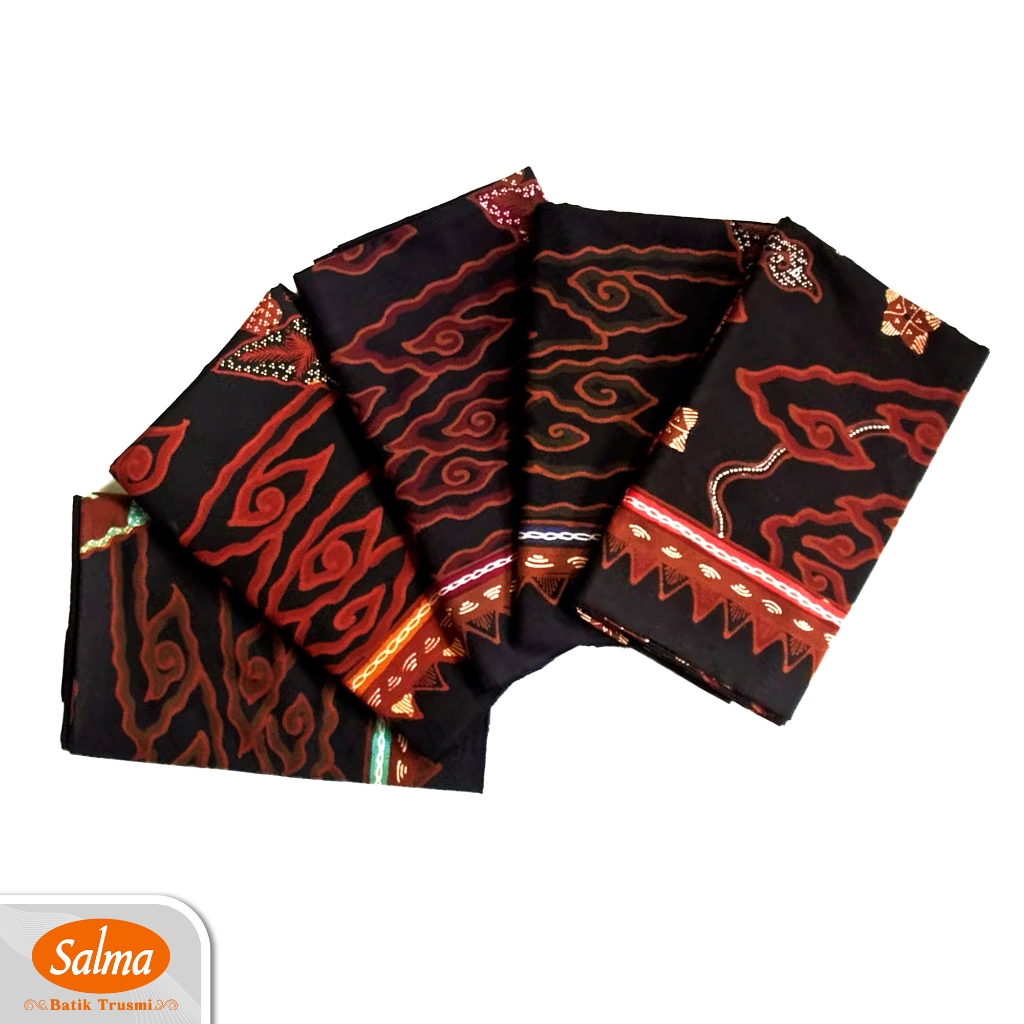 BATIK SALMA Bandung Kain Batik Tulis Asli Motif Mega Mendung Warna Hitam Sogan Khas Trusmi Cirebon P