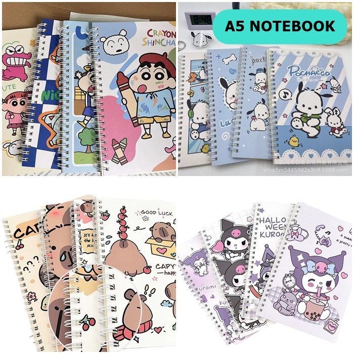 

[ORGM] Aneka Notebook Karakter Ukuran A5 Motif Kuromi Sinchan Capybara Pochaco