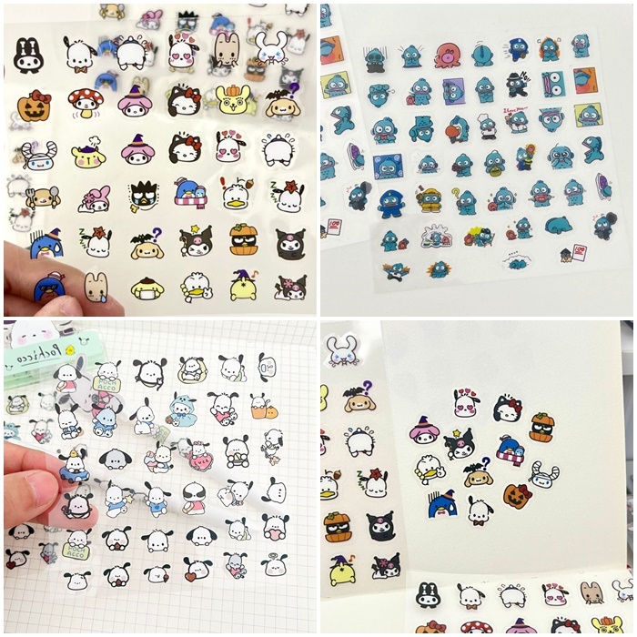 

[ORGM] Sticker Mini Sticker Dekor Transparan motif Kuromi Hangyodon Pochaco Sticker Jurnal