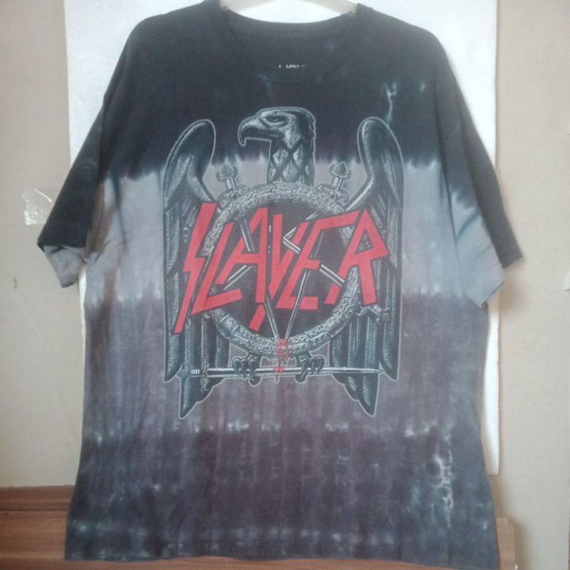 SLAYER eagle t shirt band built up tie dye [tag label LIQUID BLUE] tie dye SECOND ORIGINAL