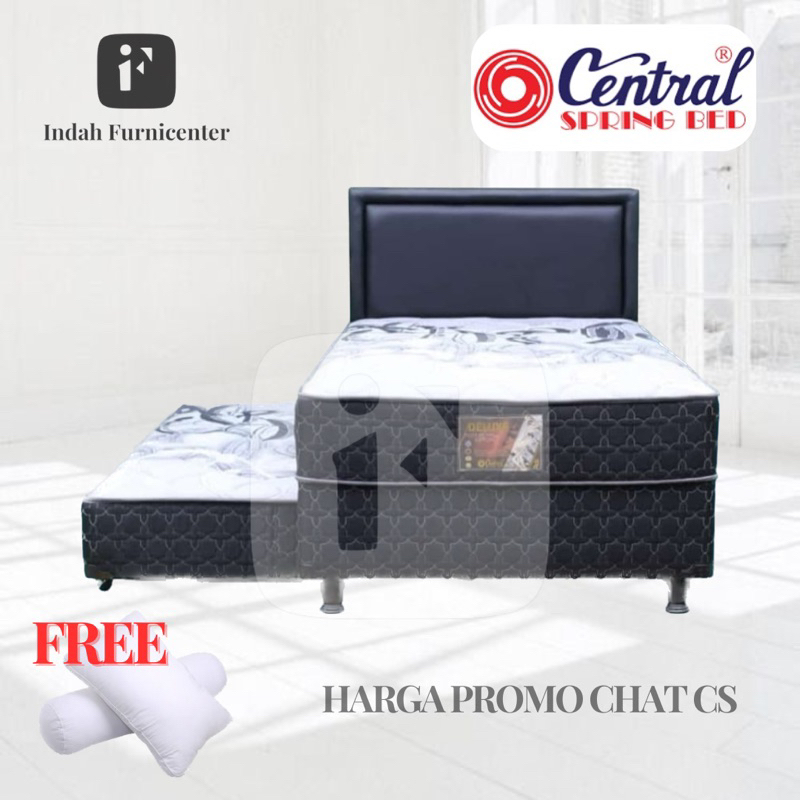 kasur spring bed central deluxe 2in1 set 90x200 100x200 120x200 bionik biru knitting serena abu temp