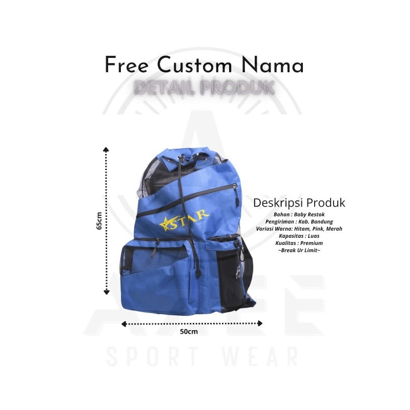 Tas Renang Jaring Olahraga/ Tas Renang Aksesoris Blue