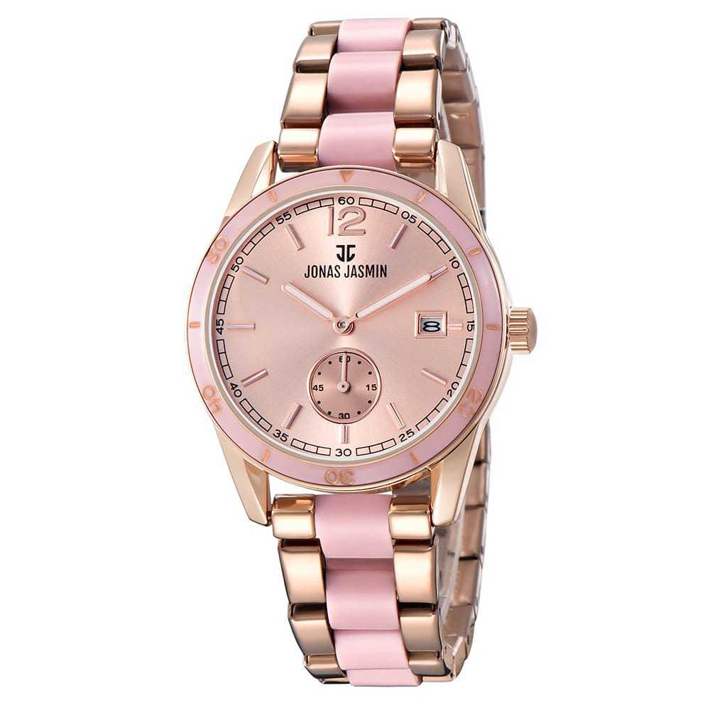 Jam Tangan Wanita Jonas Jasmin 2218 Analog Chrono Aktif Rantai Stainless Original