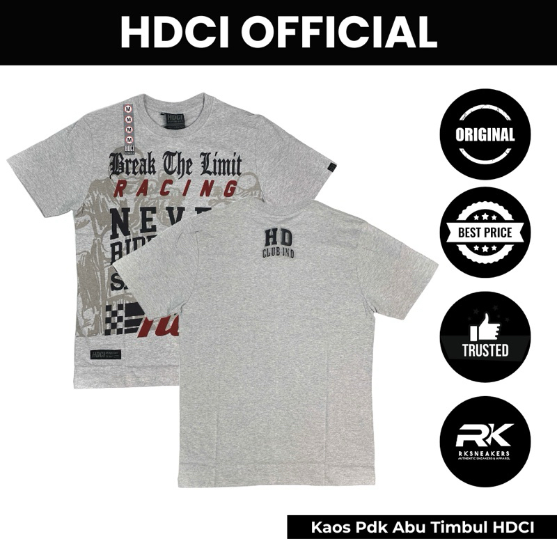 Kaos Pendek Abu Timbul Harley Davidson Club Indonesia Official Merchandise
