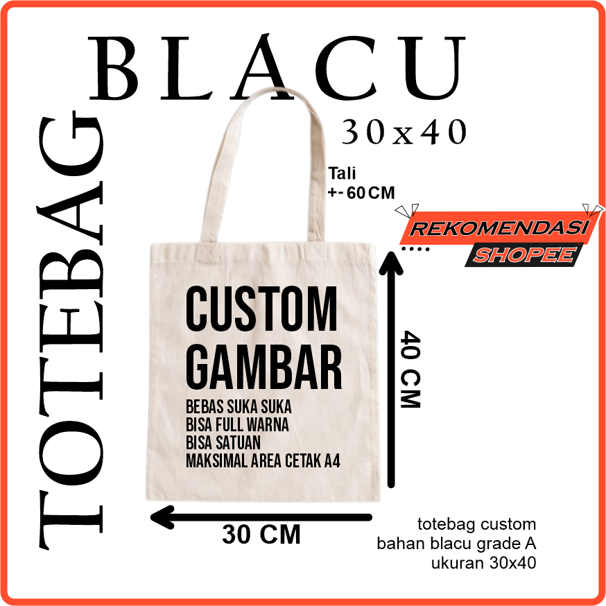 [ 30 x 40 ] Totebag Wanita Totebag Sablon Satuan Totebag Aesthetic Tote Bag Custom Totebag Kanvas