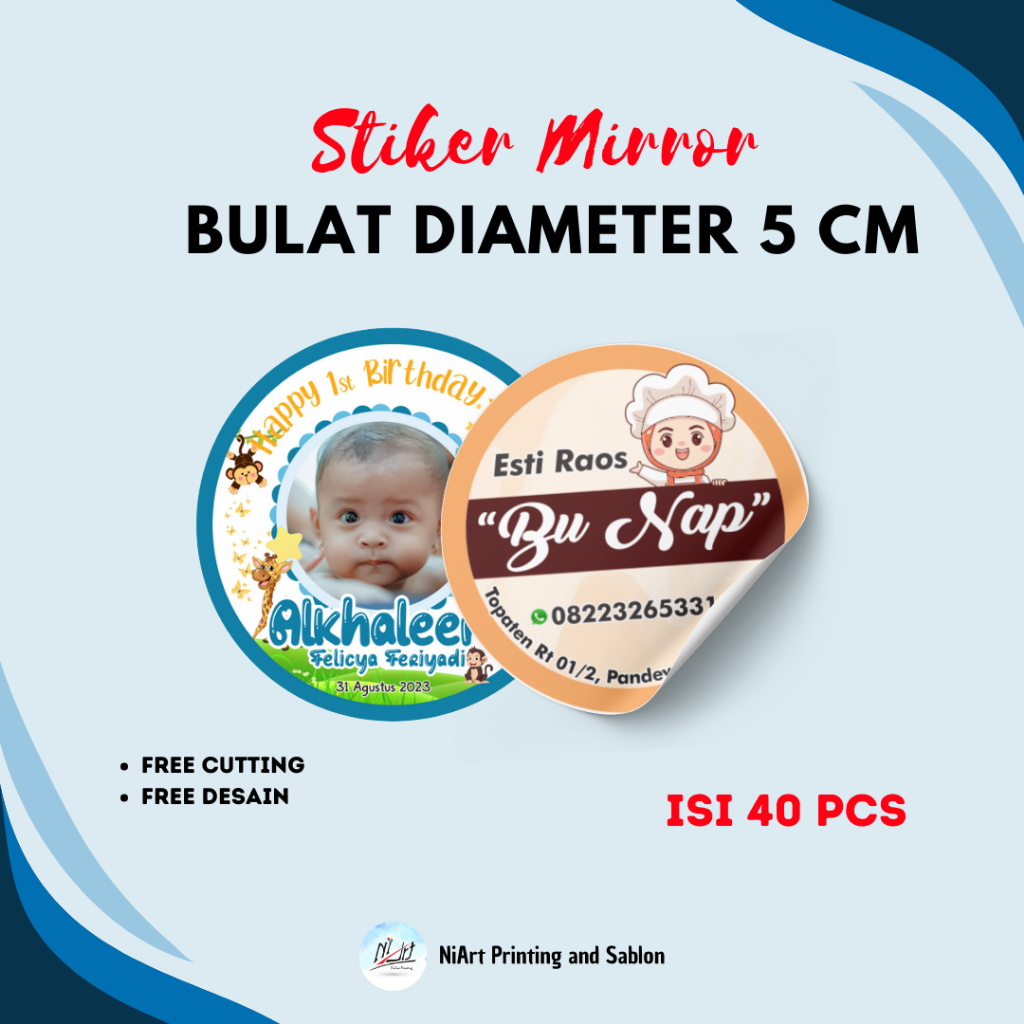 

Cetak Stiker Makanan Free Cutting Bulat Diameter 5 cm ISI 40PCS