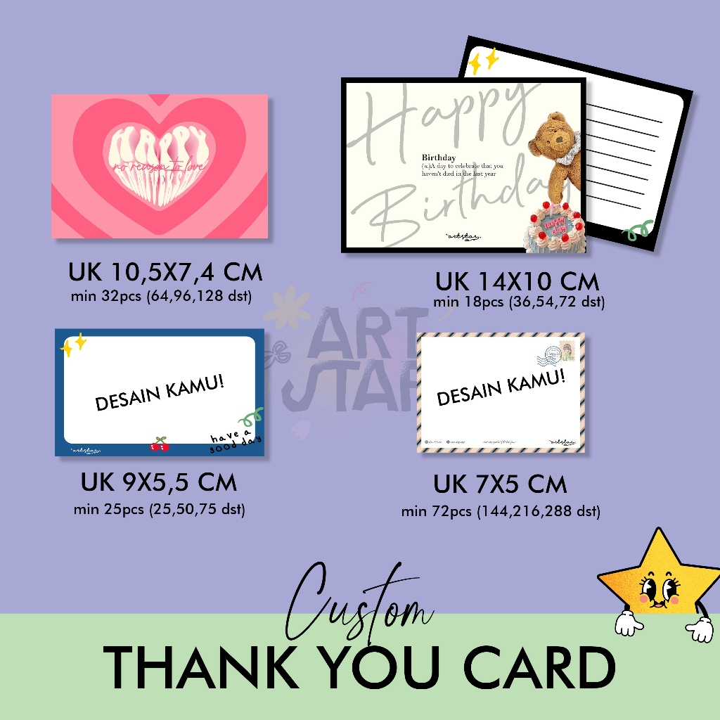 Thank You Card Custom - Kartu Ucapan - Kartu Souvenir