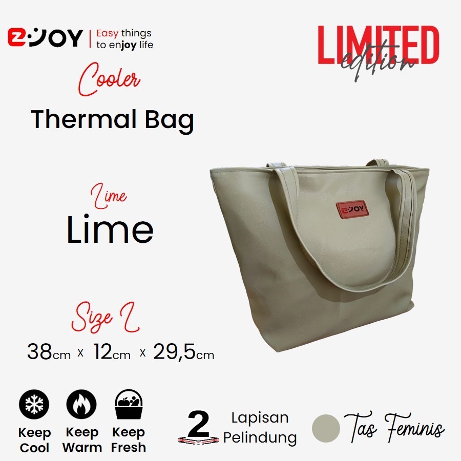 Tas Termal Feminis Warna HIJAU LIME 38cm x 12cm x 29,5cm / Insulated Foil Bag / Cooler Thermal Bag