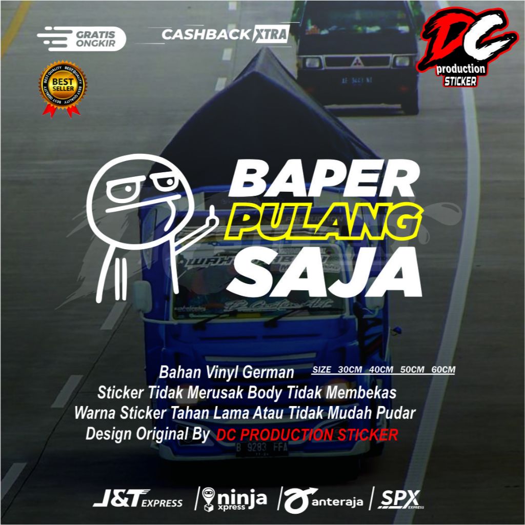 Promo terlaris cuting stiker buat kaca mobil truck pickup L300 sticker baper pulang saja