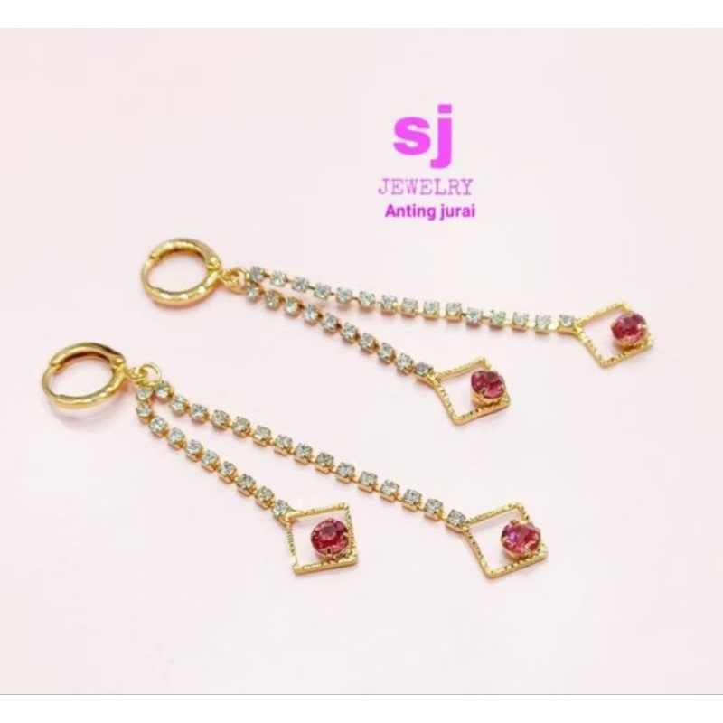 TERMURAH ANTING GIWANG JEPIT JURAI LAYER PANJANG PERMATA WANITA SJ JAWELLRY BARU CANTIK IMPOR KOREA