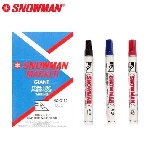 

[1 Pcs] Spidol Permanent Marker Snowman (Hitam, Biru, Merah)