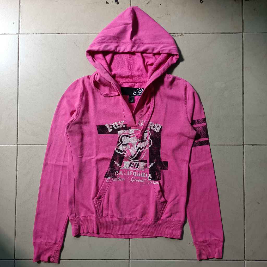 Hoodie Fox Vintage California Pink Women Second Original
