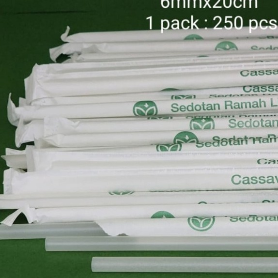Hemat Cassava StrawSedotan Cassava Runcing 6Mmx2Cm Wrap PaperIsi 25Pcs