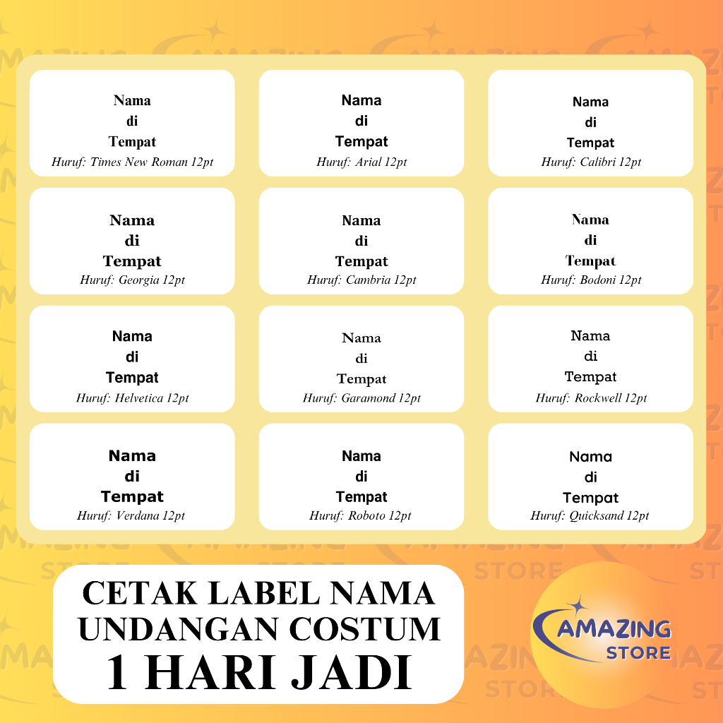 

READY 1 HARI JADI! LABEL NAMA UNDANGAN Pernikahan, Khitan dll.