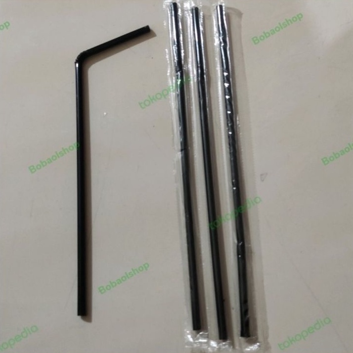 FG2 sedotan plastik bengkok hitam steril 5mm x 24cm isi pcs