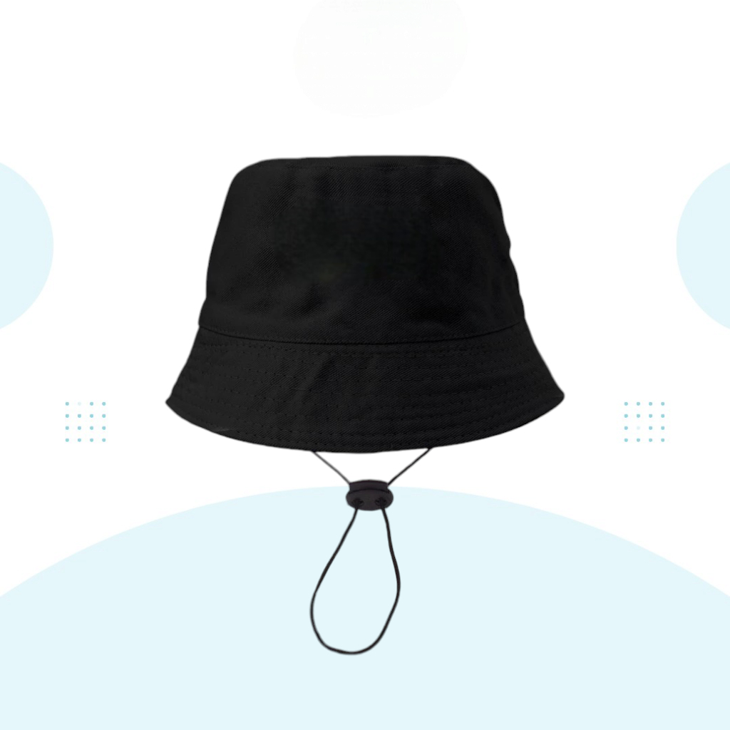 TOPI BUCKET ANAK TOPI BUCKET TALI ANAK HITAM POLOS