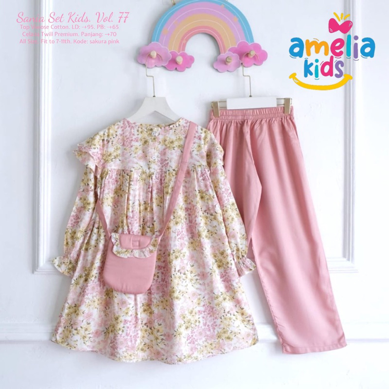 SANIA SET KIDS FREE TAS CANTIK SETELAN BAJU ANAK PEREMPUAN USIA 5-10 TAHUN ONESET ANAK KATUN RAYON M