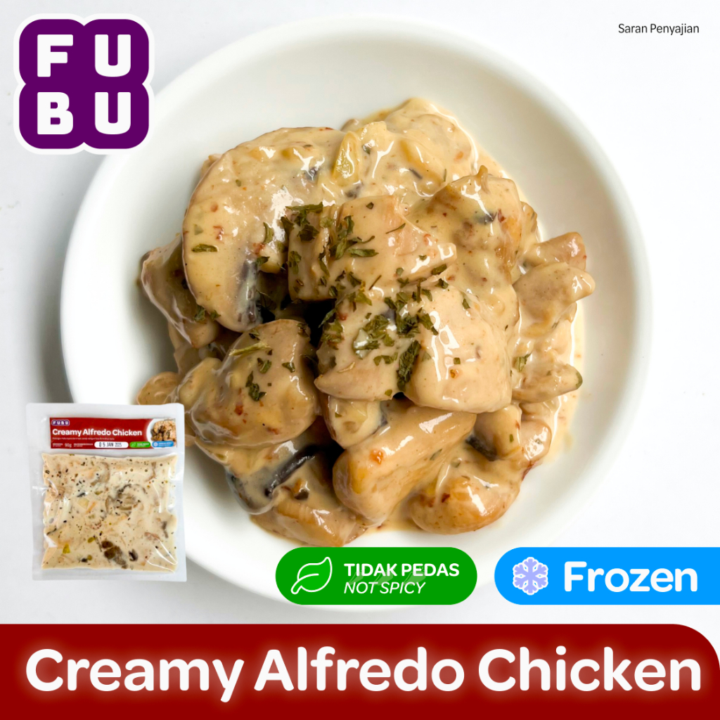 

FUBU Creamy Alfredo Chicken - Ayam Saus Krim khas Italia Topping Pasta - Satu Porsi Lauk Instan Frozen Food