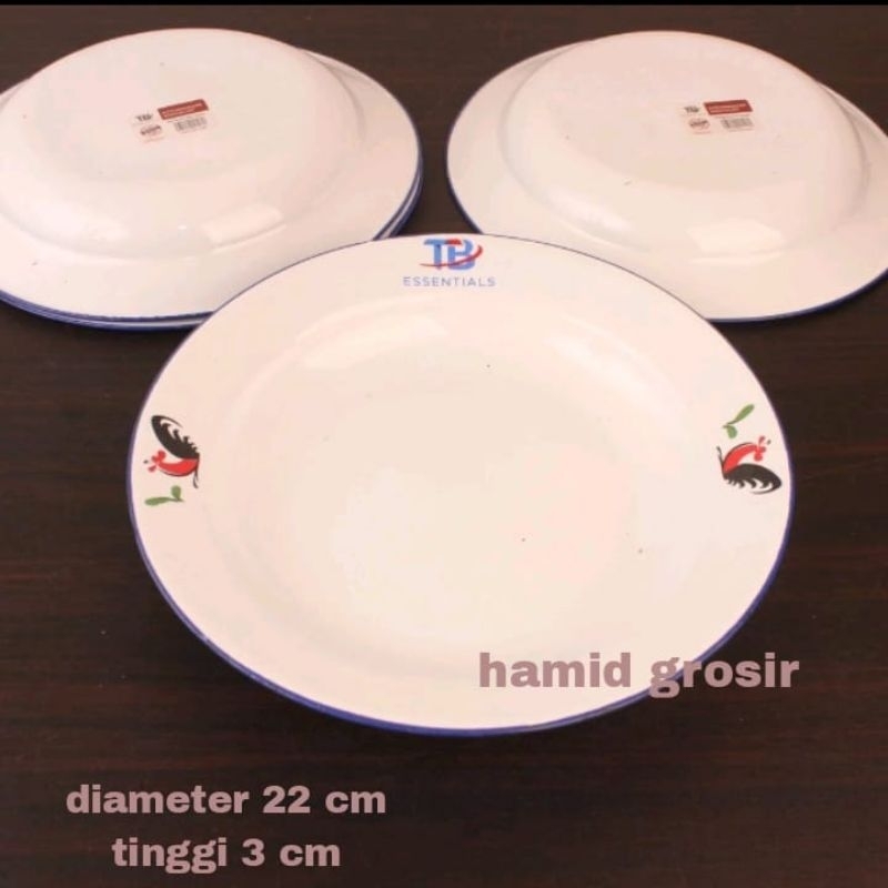 PIRING ENAMEL / SENG JADUL MOTIF AYAM JAGO