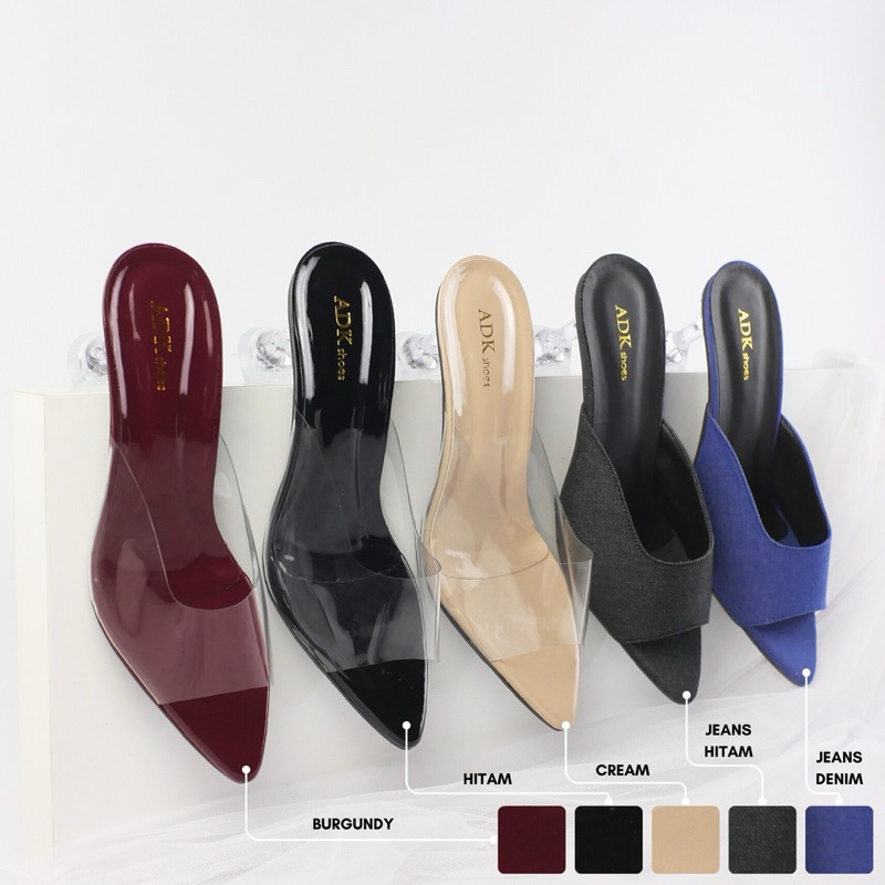 Adk shoes AZURA heels kaca 7 cm heels pesta
