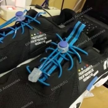 Tali sepatu karet elastis cord lock transparan stoper tali warna warni