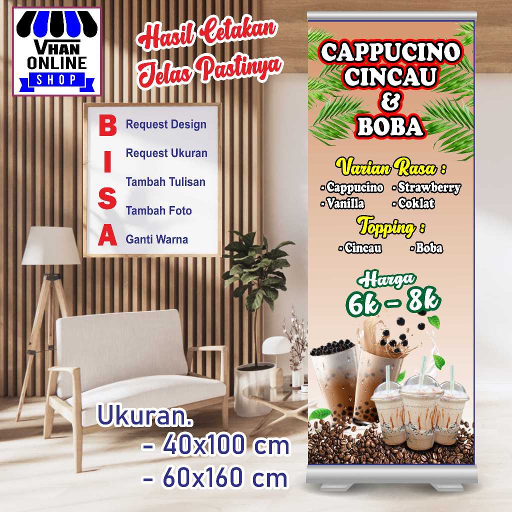 Cetak Banner Spanduk Minuman Cappucino Cincau Dan Boba