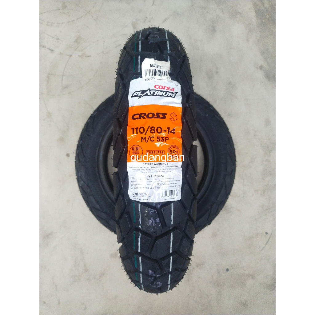 BAN MOTOR ADV VARIO CROSS S  110 / 80 -14 CORSA PLATINUM Matic SEMI TRAIL TUBELESS FREE PENTIL