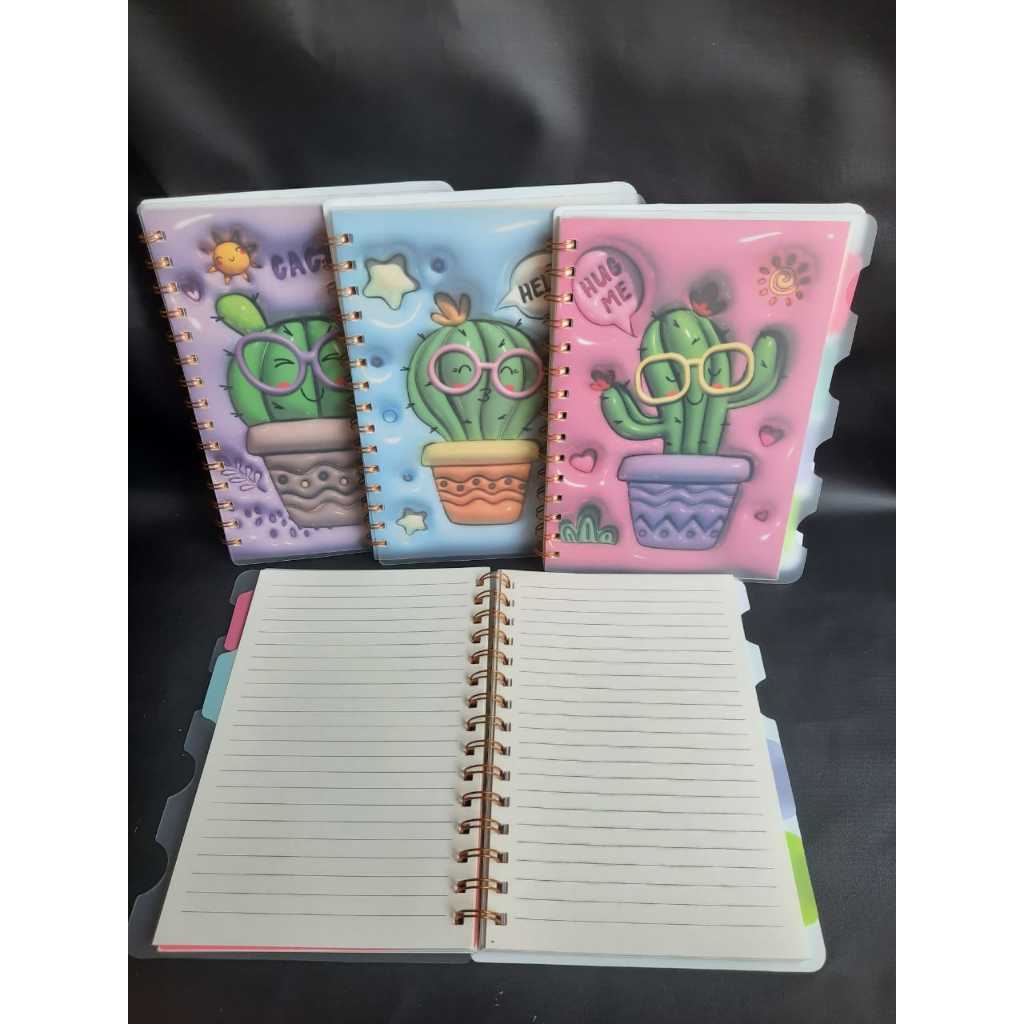 

Notebook Buku Spiral A5 Putih 3D + INDEX Aesthetic TEBAL Warna Putih / Buku Spiral Hard Cover Plastik