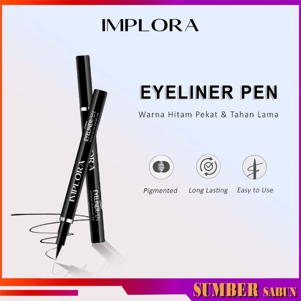 Implora Eyeliner Pen Waterproof Tahan Air Warna Hitam Tidak Mudah Luntur