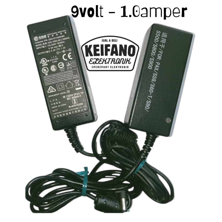 Adaptor 9volt 1.0amper Adaptor 1.0A 9V Original