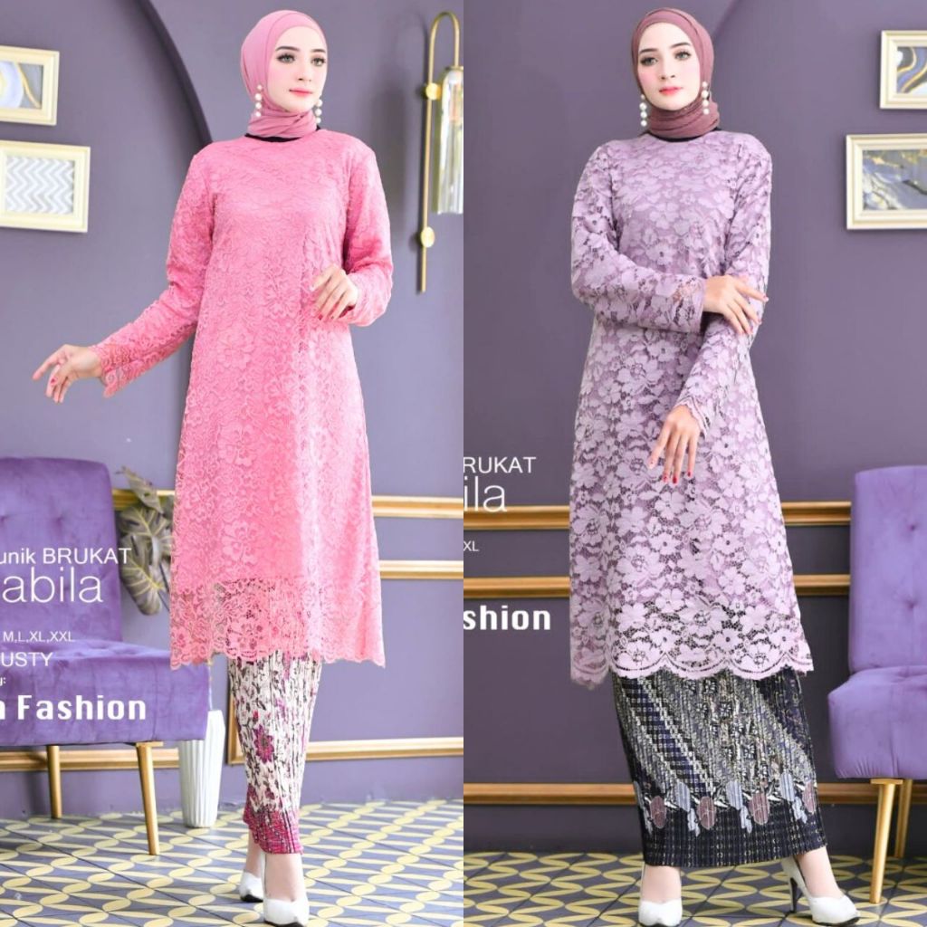 PROMO SAAT INI.. Setelan Kebaya Modern Tunik Brukat, kebaya Kurung  Warna Silver Dan Warna Lainnya/K