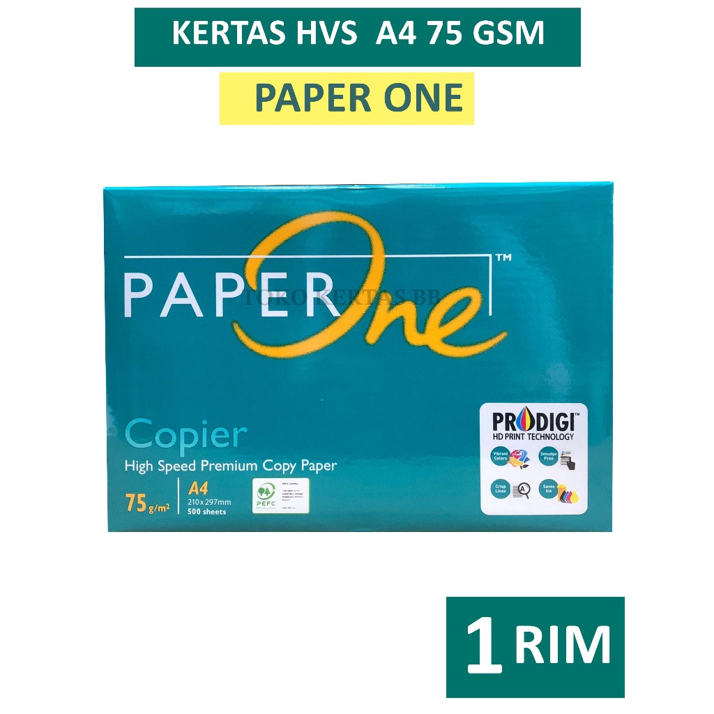 

KERTAS HVS PAPER ONE 70 GSM UKURAN A4 1 RIM / 500 Lembar