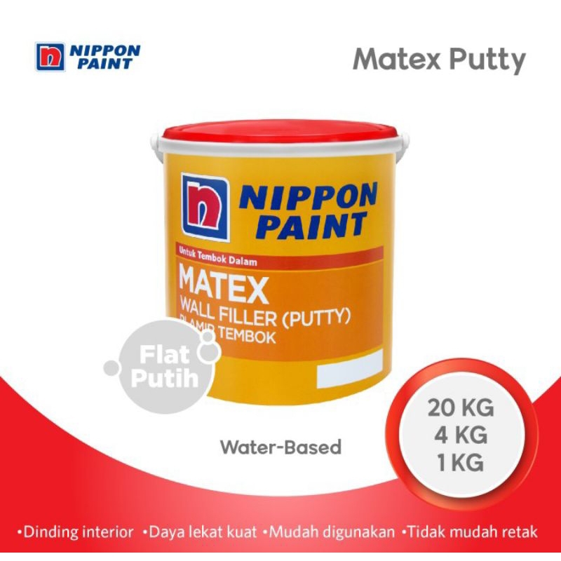 Matex Nippon plamir tembok 20kg Putih dempul tembok wall filler