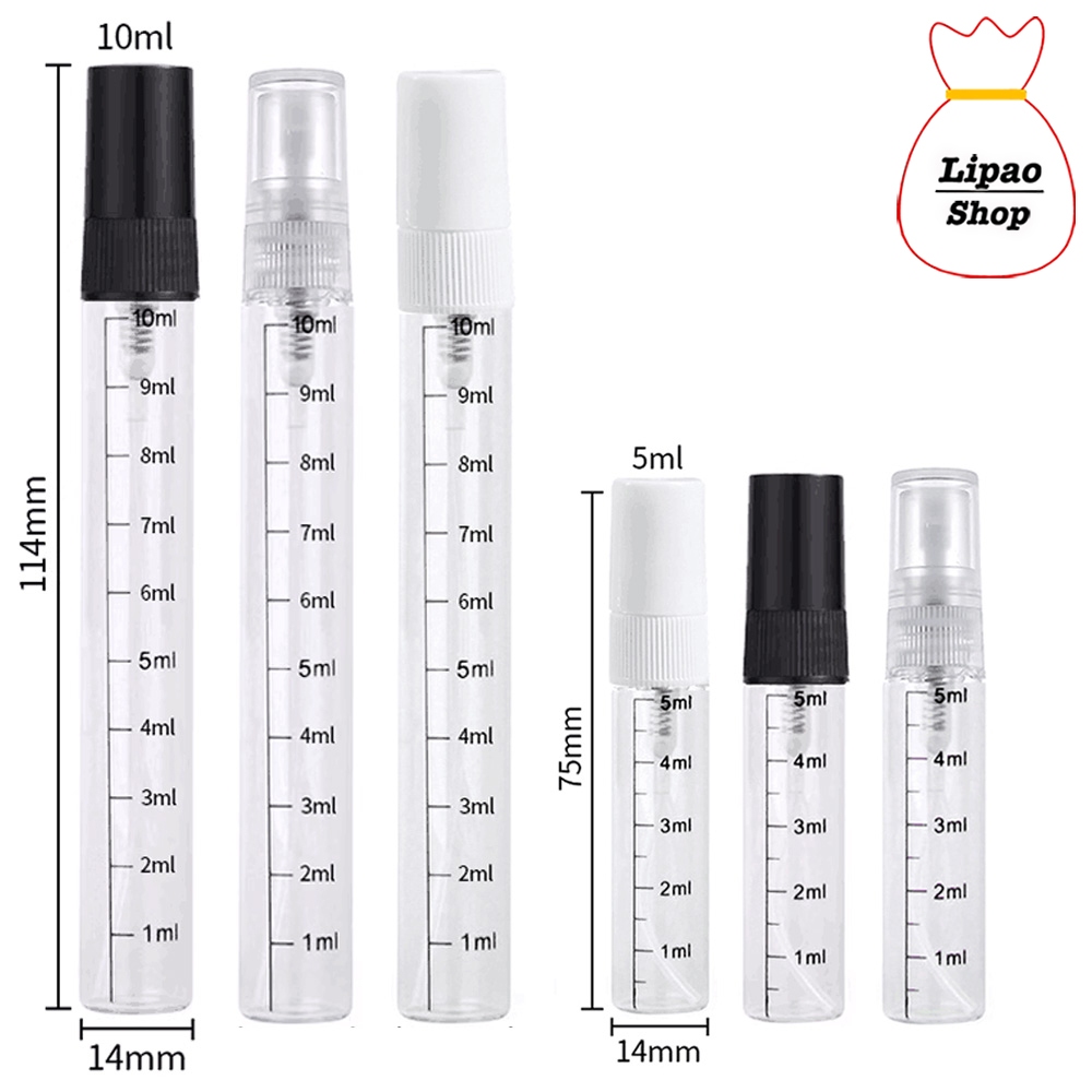 Botol Spray Kaca 5ml 10ml ( Sablon Ukuran / Scale Size Di Botol )  -  Refill Parfum Travel Size