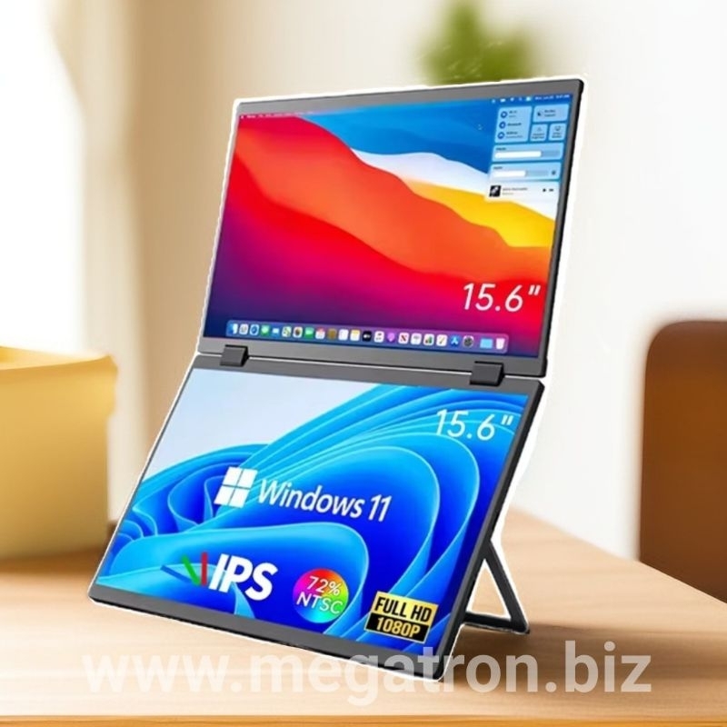 Portable Foldable Dual Screen Monitor 15.6 inch (bisa dilipat) - mudah dibawa - support Windows & Mac