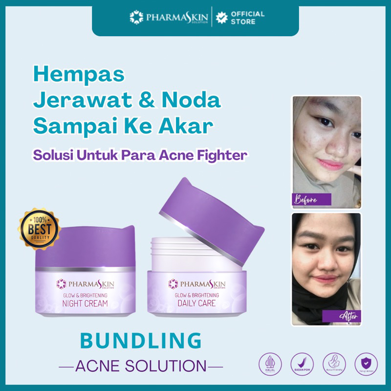 Pharmaskin Paket Bundling Acne Solution Paket Acne Glowing Skincare | Obat Jerawat | Salep Jerawat