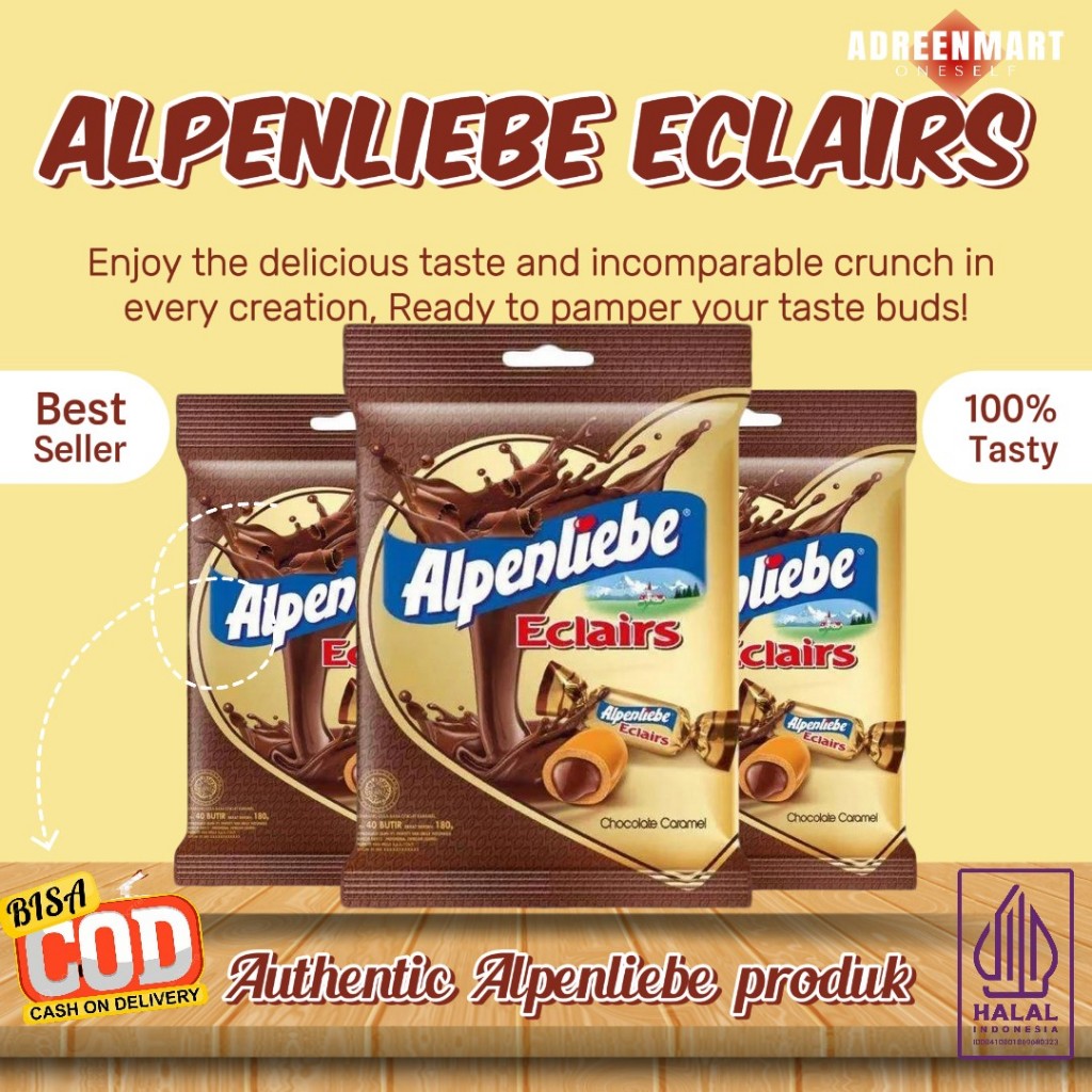 

ALPENLIEBE Eclairs Chocolate Caramel - Permen Coklat Karamel Jar isi 35 butir