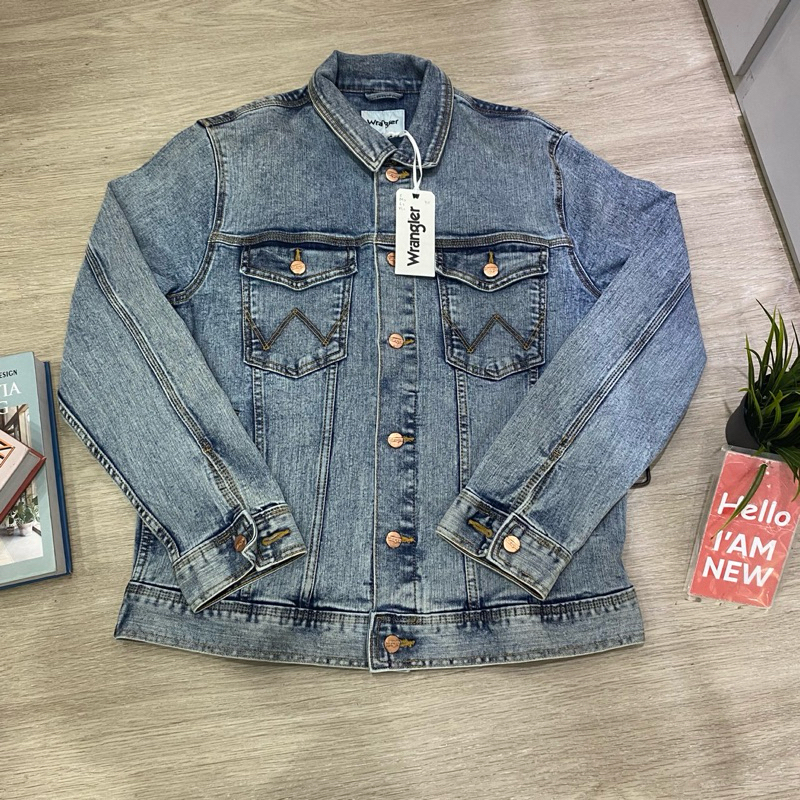 jaket jeans wrangler pria original