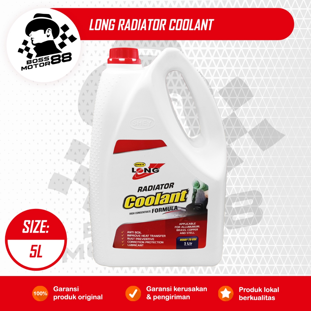Long Air Radiator Coolant 5L Cairan Radiator Dirijen Untuk Semua Jenis Motor Mobil Warna Merah Hijau