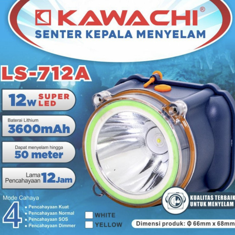senter kepala selam kawachi 12 watt putih / kuning