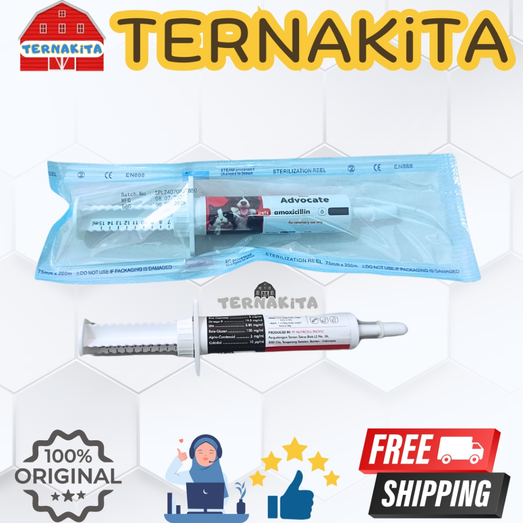VET ADVOCATE PETS AMOXYCILLIN 10 ml - Obat Antibiotik Kucing Anjing Infeksi Luka Radang Tenggorokan 