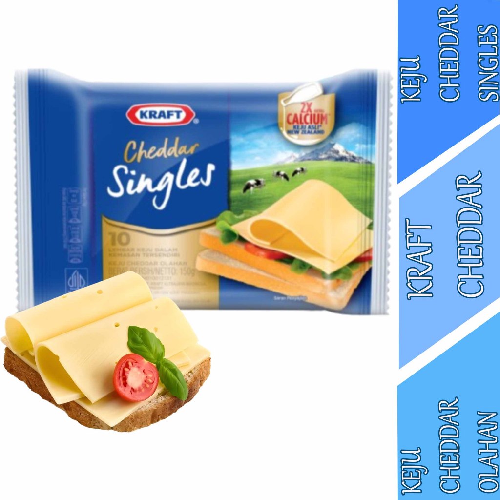 

Keju Cheddar Lembar - Kraft Singles - Keju Cheddar Olahan - Isi 10 Slices - 150gr