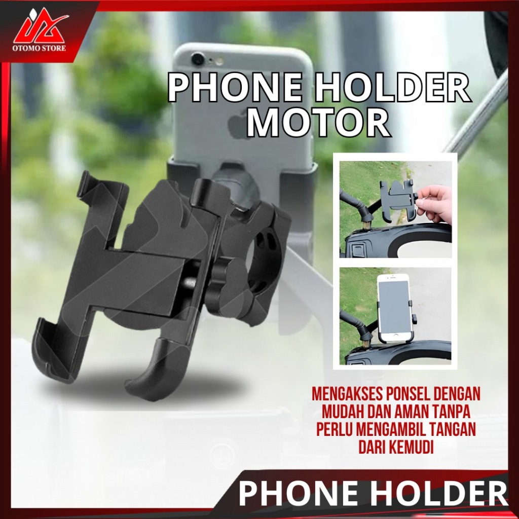 HOLDER HP Motor Besi Stang Stand Holder HP Di Spion Besi
