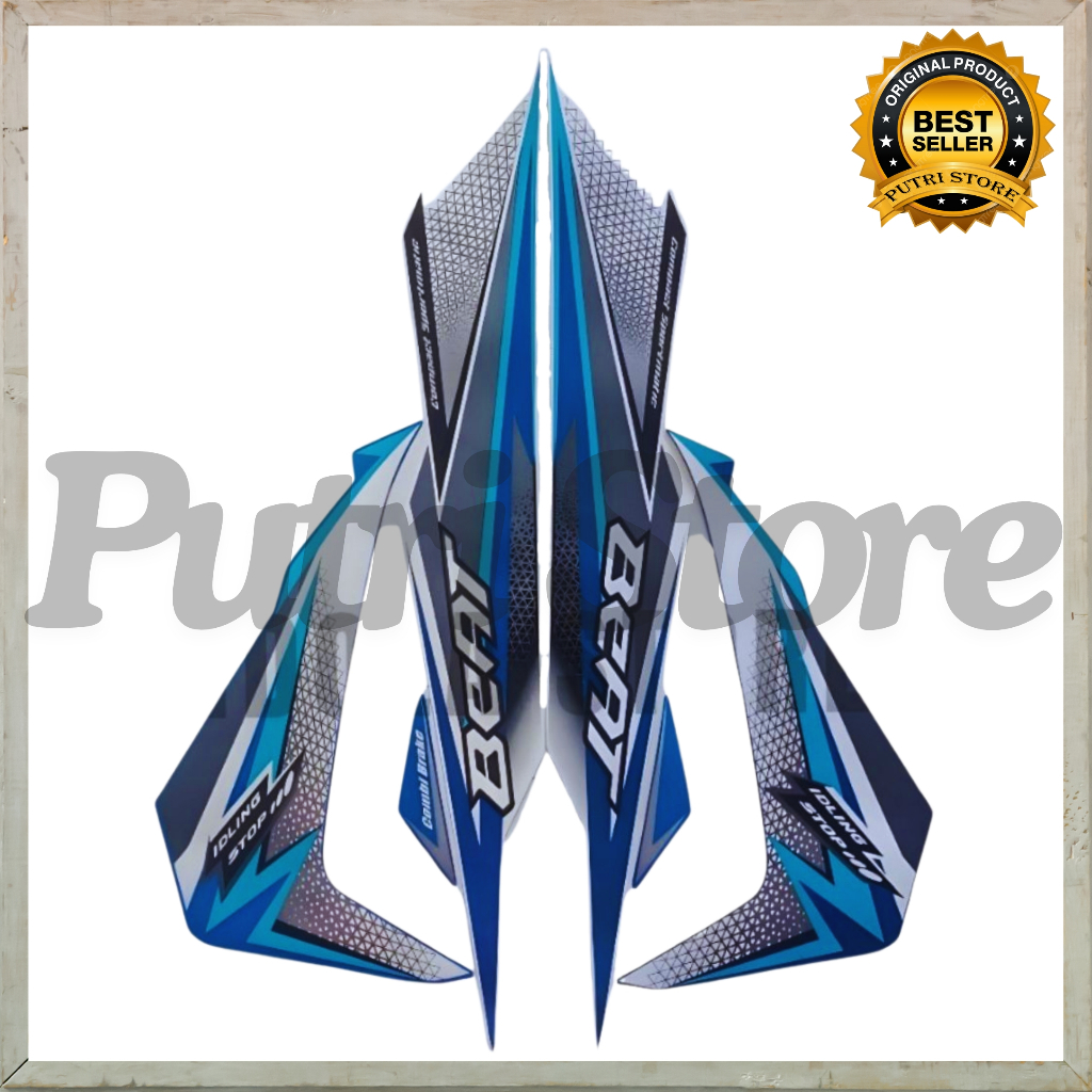 STIKER STRIPING BEAT ISS 2018 BIRU LES LIS BODY MOTOR BEAT ISS 2018 STIKER BEAT ISS