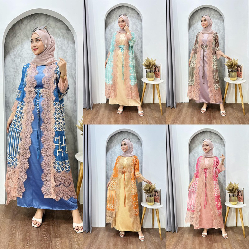 DRESS OUTER MOTIF BATIK VISCOSE LACE KONDANGAN WANITA