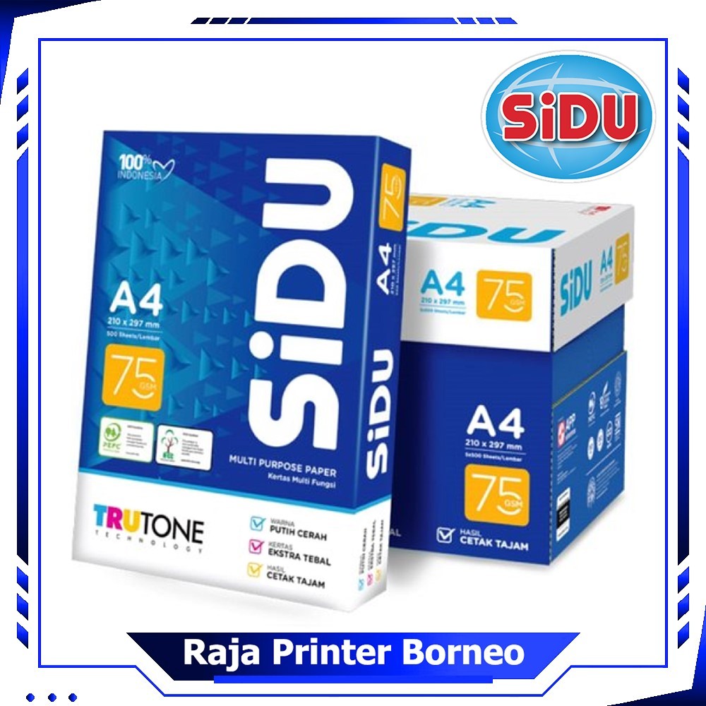 

Kertas HVS A4 Sinar Dunia 75 GSM Kertas Sidu Print Foto Copy 75 Gram gr 1 Box 5 Rim
