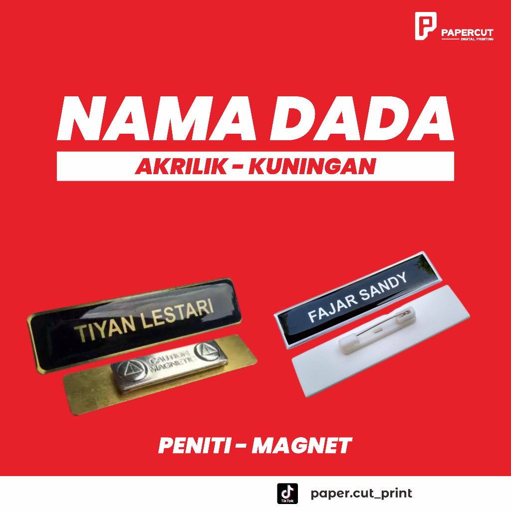 

NAMA DADA NAMETAG PAPAN NAMA AKRILIK KUNINGAN