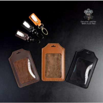 

Id card holder Kulit Asli/ name tag kulit asli 2 slot - Nametag Only, Hitam