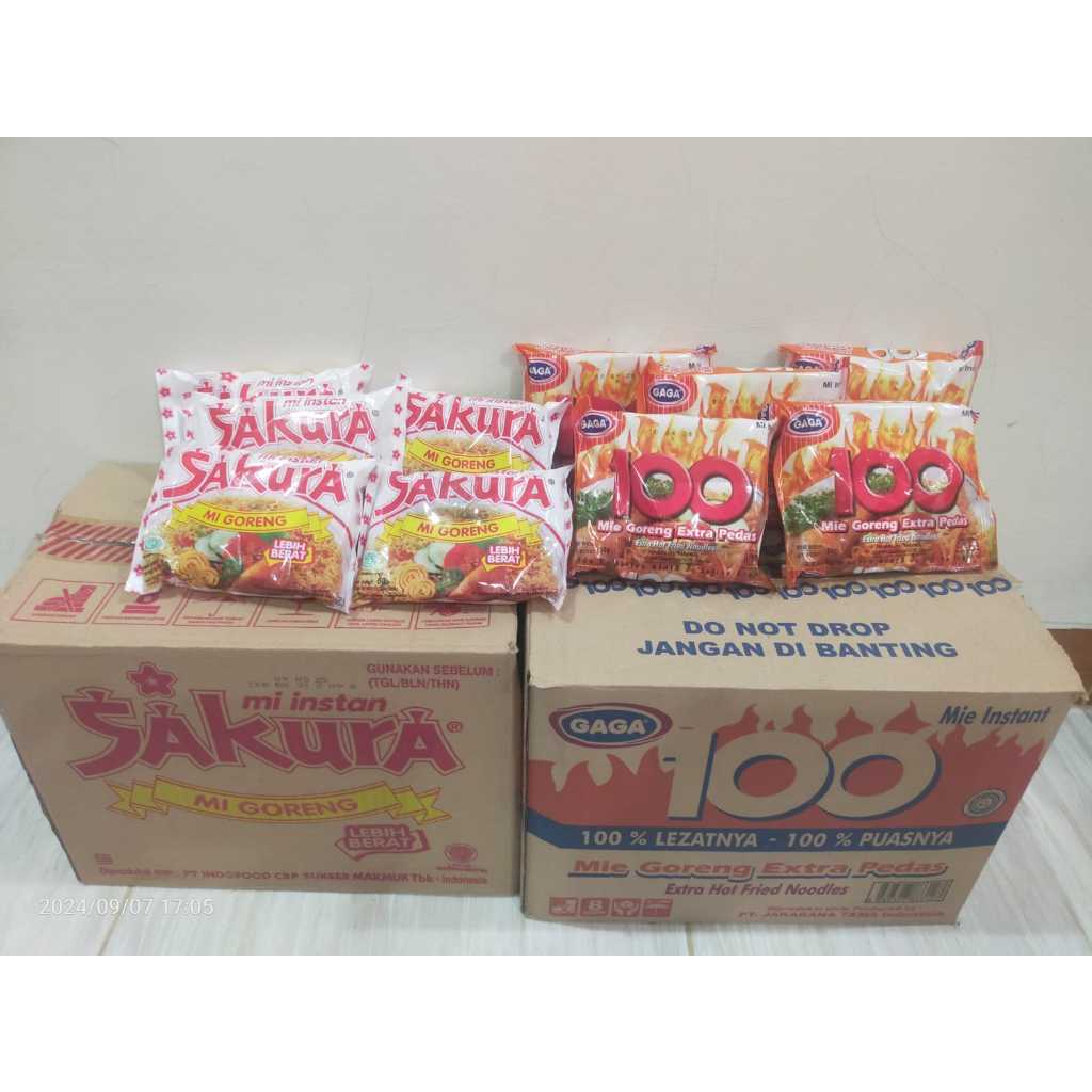 

Paket 8 Bungkus Mix Mie Gaga 100 Goreng Extra Pedas 4 bungkus dan Mie Goreng Sakura 4 bungkus