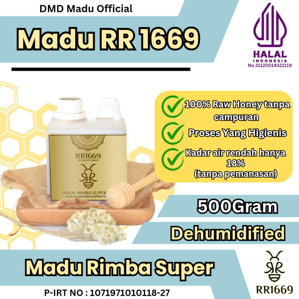 

Madu Hutan Premium Madu Rimba Super DEHUMIDIFIED 500Gram (Botol Plastik) -Madu RR1669